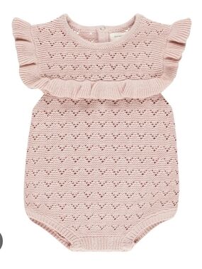 Quincy Mae 12-18m Girls Pink Pointelle Romper Nwt